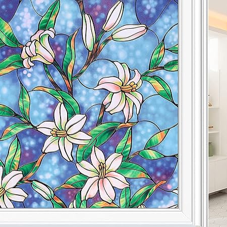 Vensterfolie 61 x 92 cm - Magnolia Patroon voor Privégebruik en UV-bescherming Vensterfolie 61 x 92 cm - Magnolia Patroon voor Privégebruik en UV-bescherming