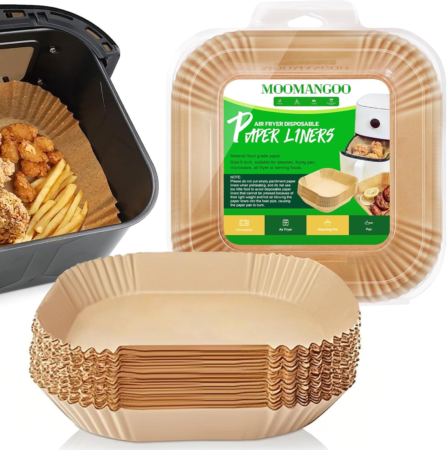 320 Pcs Air Fryer Liners Disposable: 8 Inch Square Air Fryer Liners, Large Paper Liners for 5-8 QT Air fryer, Non-stick Parchment Paper for Frying, Baking, Cooking (320pcs) 320 Pcs Air Fryer Liners Disposable: 8 Inch Square Air Fryer Liners, Large Paper Liners for 5-8 QT Air fryer, Non-stick Parchment Paper for Frying, Baking, Cooking (320pcs)