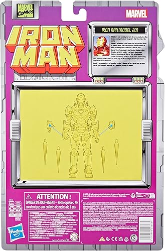 Miniatura 9 de Marvel Legends Series Iron Man (Modelo 20), Figura de acción coleccionable de Iron Man Comics de 6 pulgadas, tarjeta de ampolla de inspiración retro