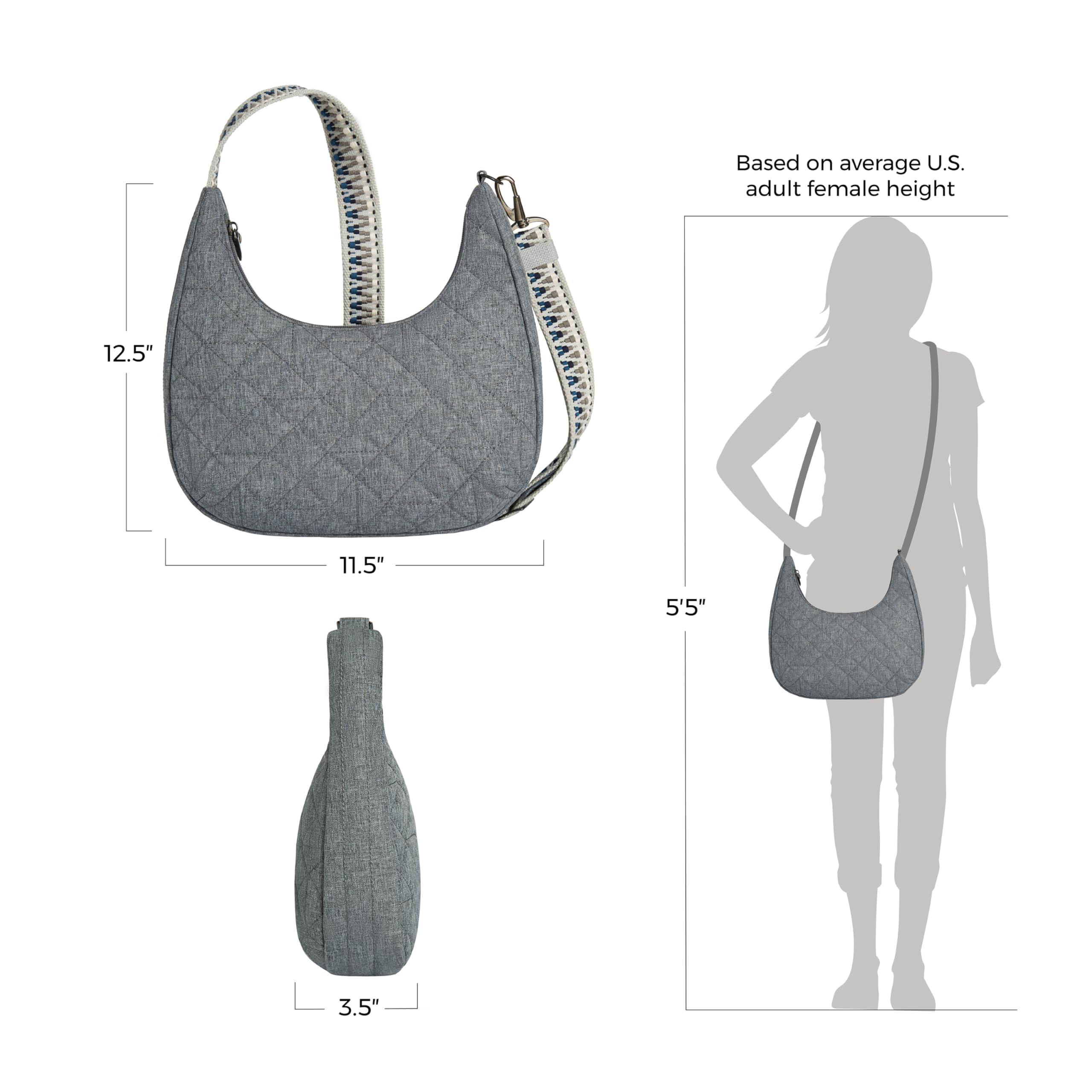 Travelon Borsa A Tracolla Morbida Antifurto Boho, Unisex-Adulto