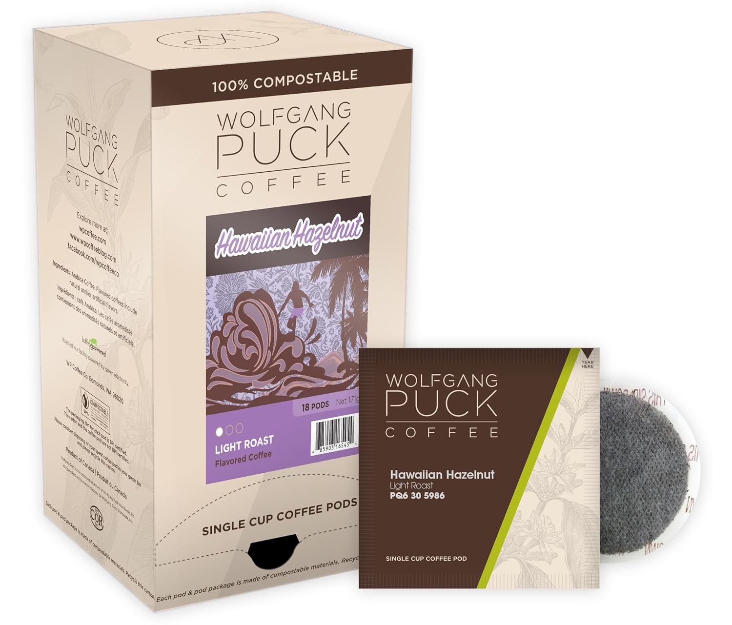 Wolfgang Puck Coffee, Vienna Coffee House Dark Roast, 9.5 Gram soft Pods, 18 Count (Pack of 3)
