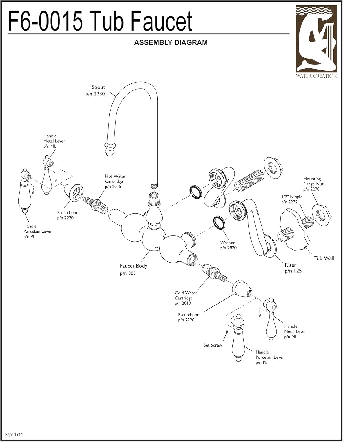 Crаzу Dеаlѕ Water Creation F6-0015-01-CL Vintage Classic Adjustable Spread Wall Mount Tub Faucet with Gooseneck Spout and Swivel Wall Connector