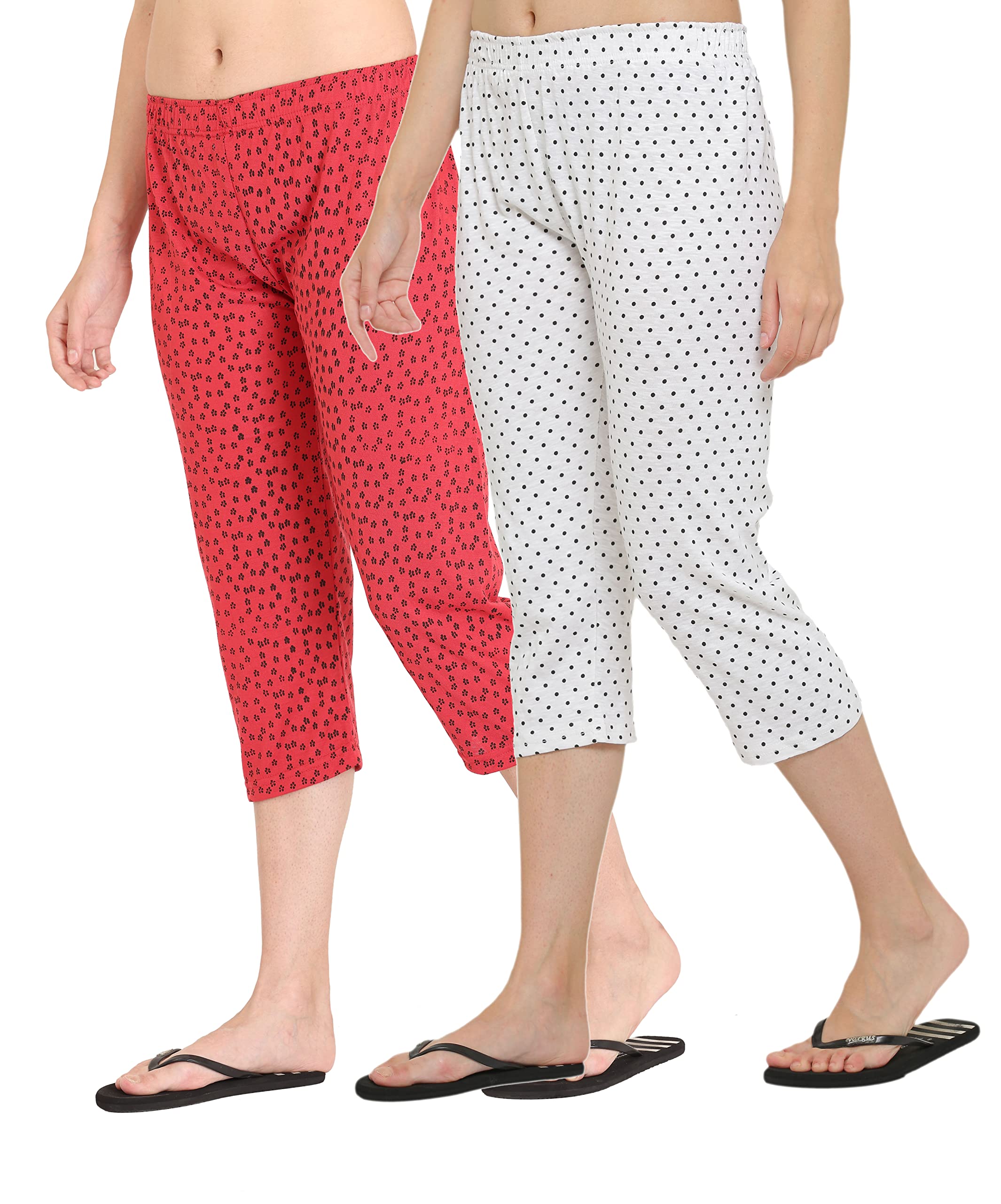 ddaspration Women Cotton Printed Capri with Elastic Waistband Combo-picture-37