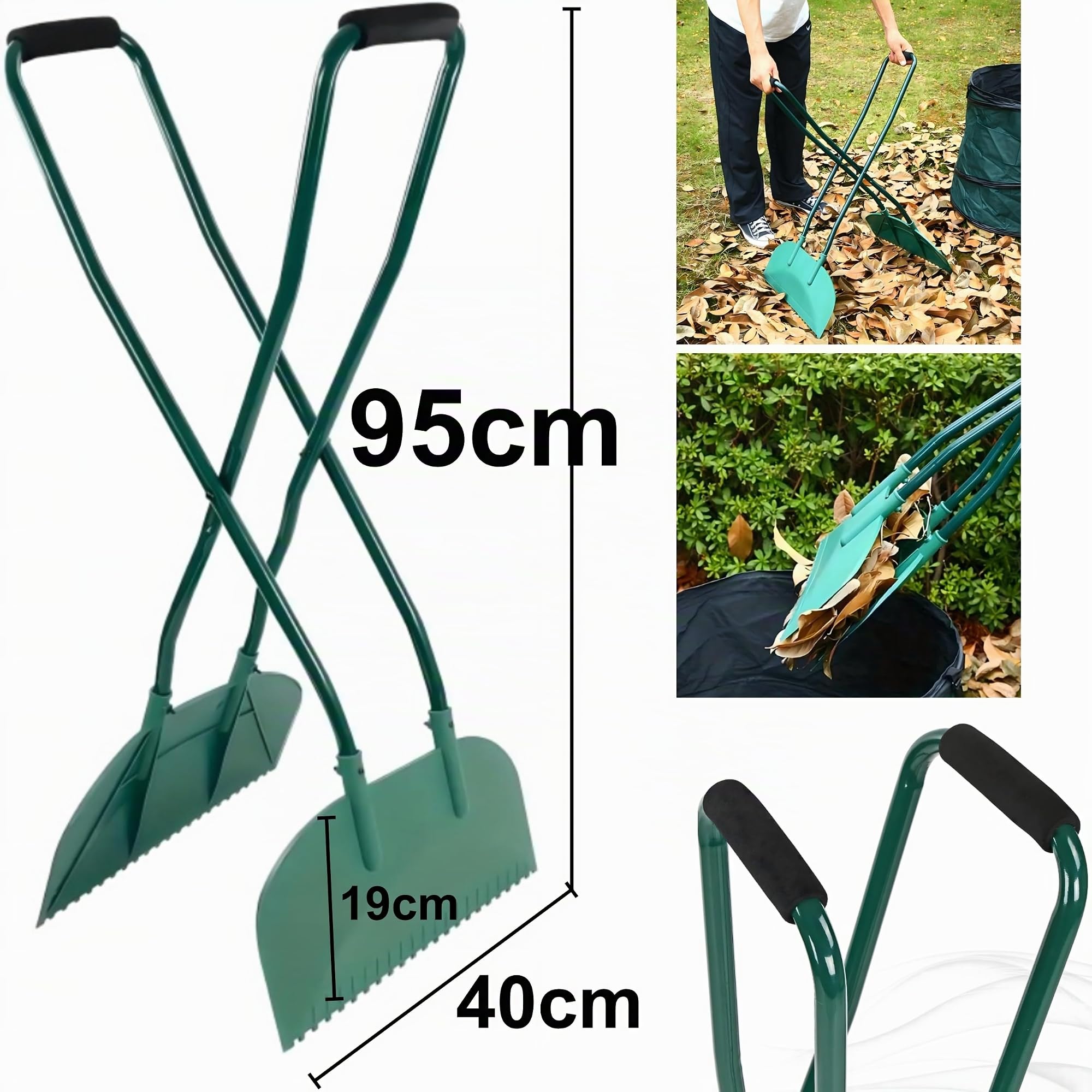 GARTENO Laubgreifer Groß mit Stiel Ergonomisch 95 cm – Laubsammler Garten Greifer für Blätter, Gras & Gartenabfälle
