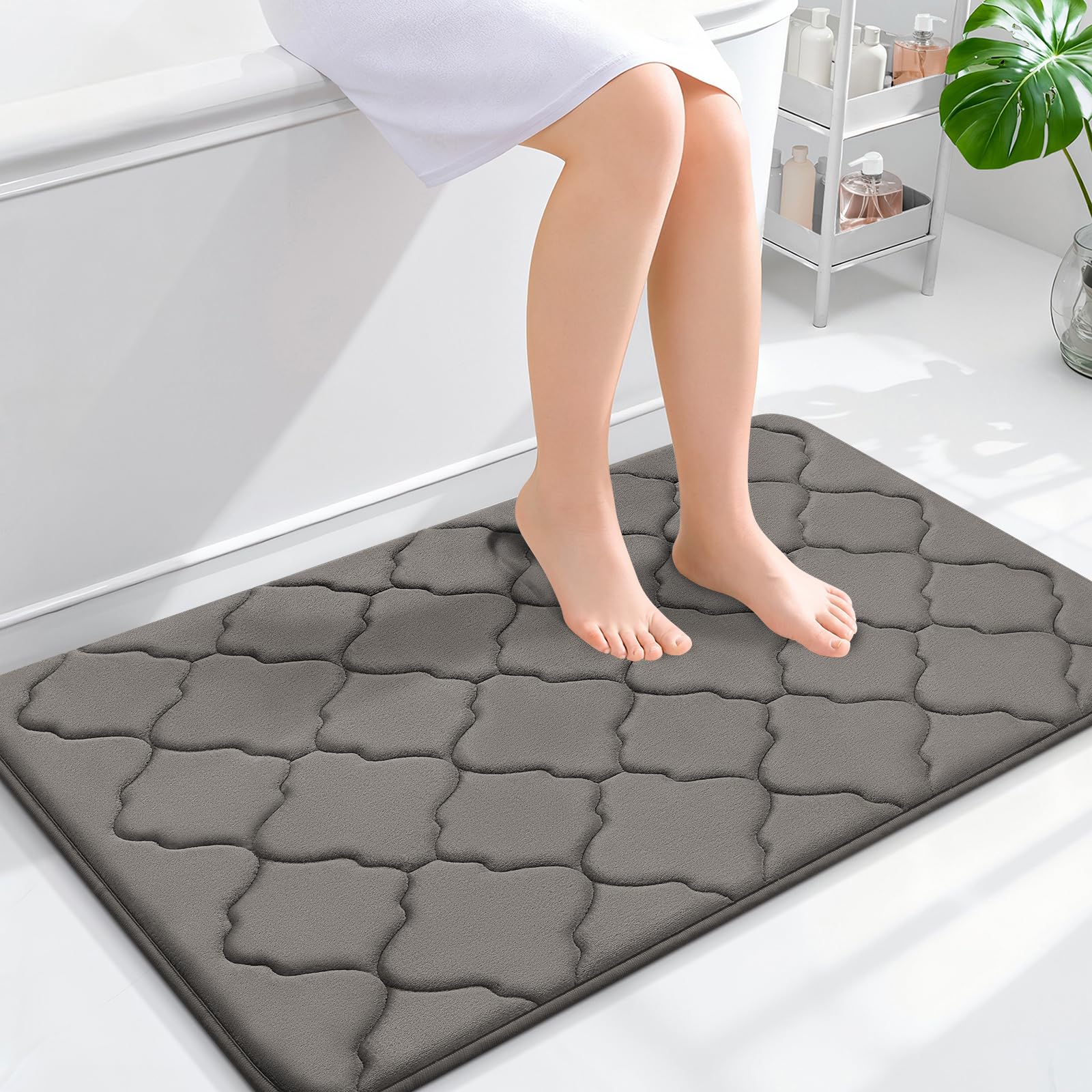 OLANLY Memory Foam Bath Mat Rug 36x24, Ultra Soft and Absorbent Bathroom Rugs, Non-Slip, Comfortable, Machine Washable Bath Carpet for Bathroom Floor,