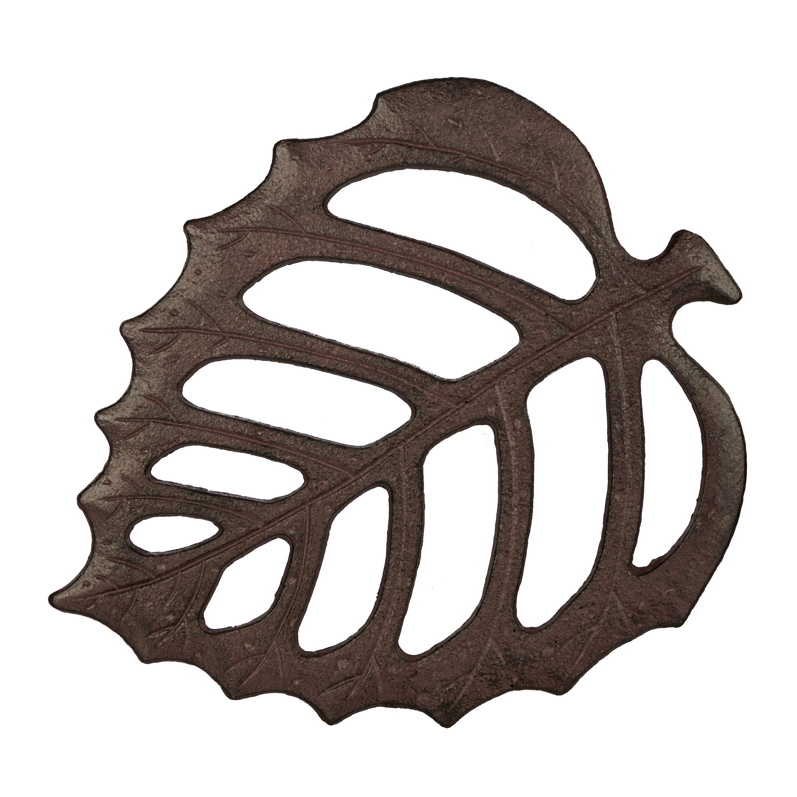 Relaxdays Stepping Stone, Garden Step Plate, Pathway, Flowerbed, Lawn, Accessory, Leaf, Decor, 26 x 32cm, Brown