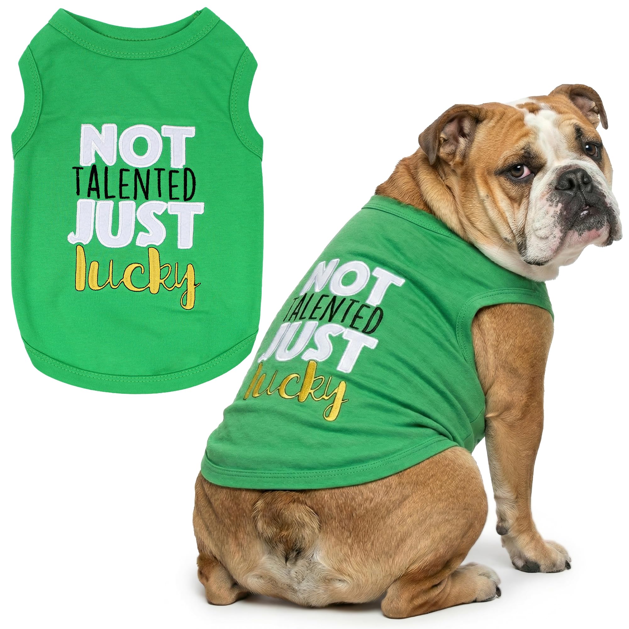 Parisian Pet Dog Shirt – 100% Cotton Green Shirts for Large Dogs – Sleeveless Puppy Vest – Lightweight and Breathable Funny Pet Apparel – St. Patrick’s Day Dog Clothes - Stretchy T Shirts for Dogs