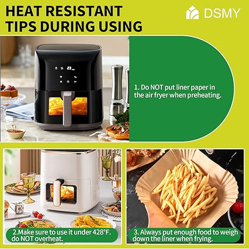 Miniatura 3 de DSMY Air Fryer Liners Disposable 200 PCS, 8 Inch Air Fryer Parchment Paper Liners for 5-8QT Non-Stick Oil-proof for Frying, Baking, Roasting