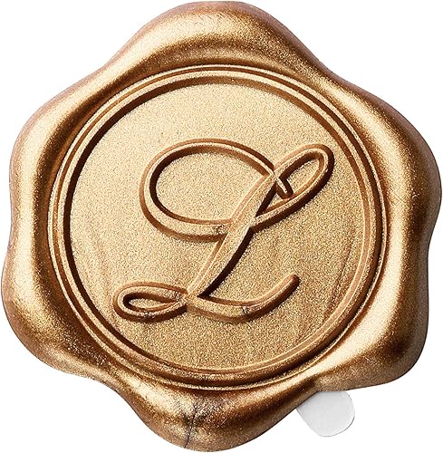 Yoption Calcomanías Adhesivas de Sellado de Cera con Alfabeto Inicial L, 50 Calcomanías de Sello de Cera con Letras, Calcomanías para Sellar Sobres,