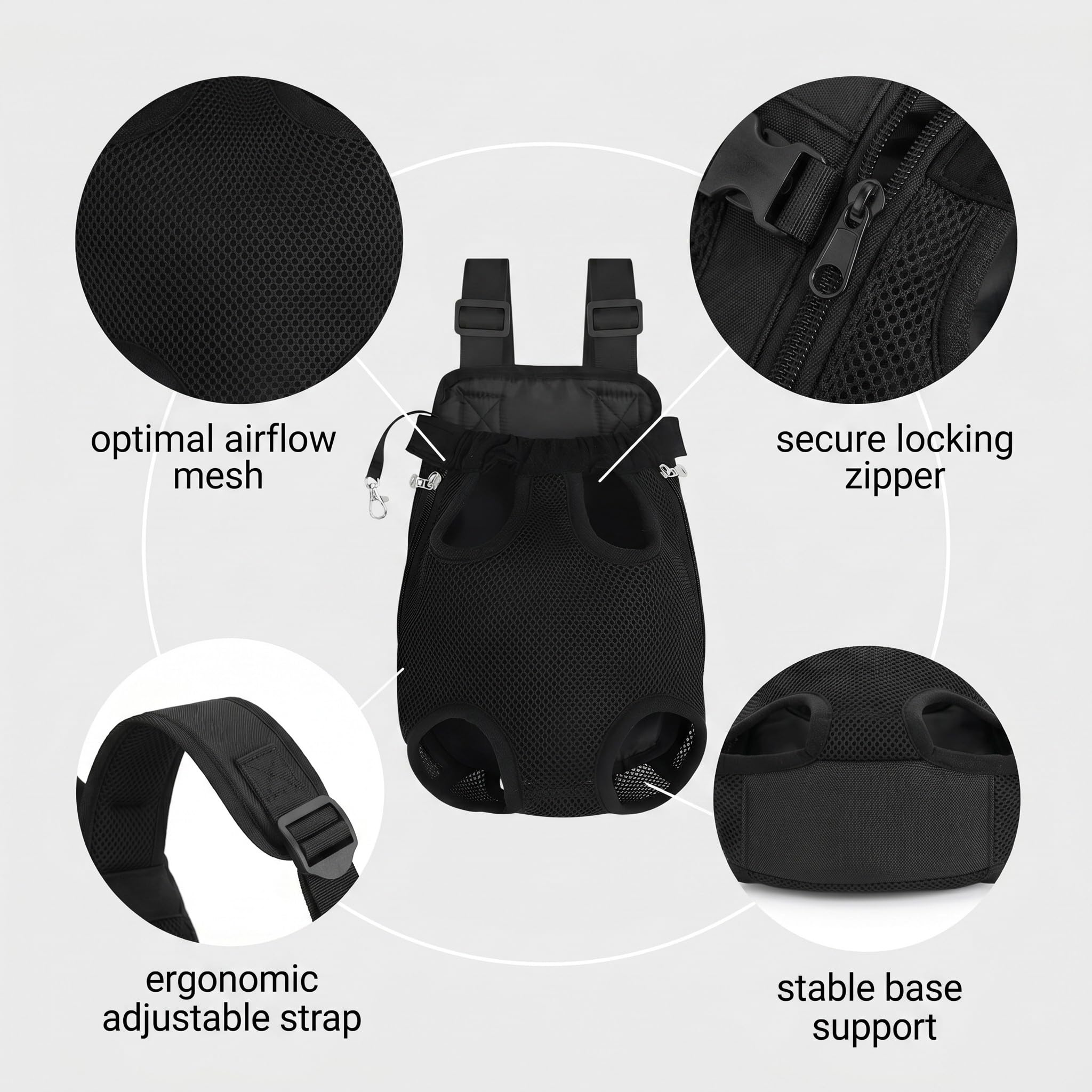 Zaino per Cani e Gatti, Trasportino da Passeggio con Cordino Regolabile, in Rete Traspirante e Comoda Tracolla Porta Animali Domestici, per Cane/Gatto Fino a 6.5 KG
