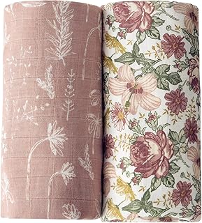 Little Jump 2 Pack Western Wild Flowers Muslin Swaddle Blankets for Baby...