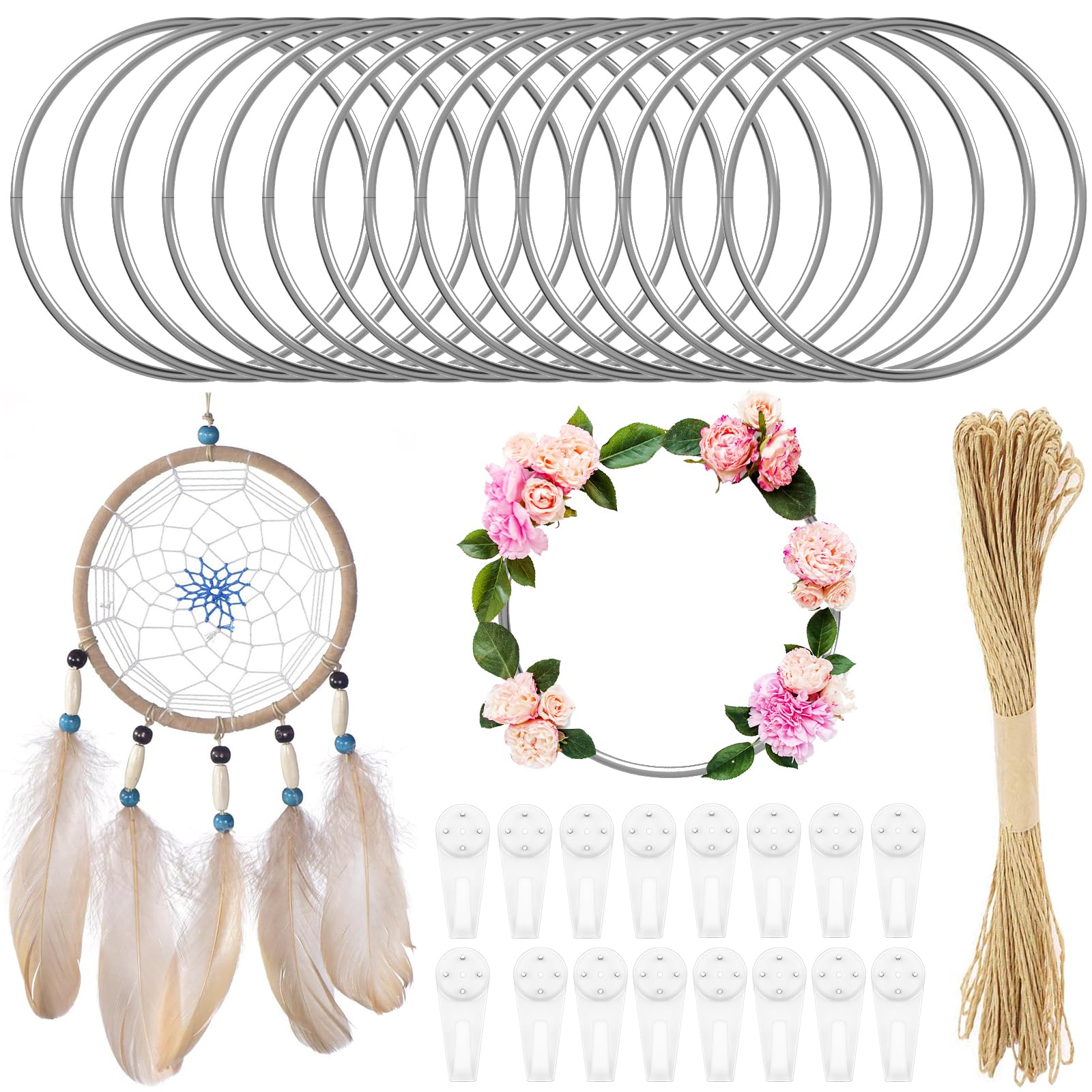 Haudang 10 stuks 4 zilverkleurige metalen ringen voor bloemen, banden, krans, macramé, creaties, ringen voor knutselen, doe-het-zelf Haudang 10 stuks 4 zilverkleurige metalen ringen voor bloemen, banden, krans, macramé, creaties, ringen voor knutselen, doe-het-zelf