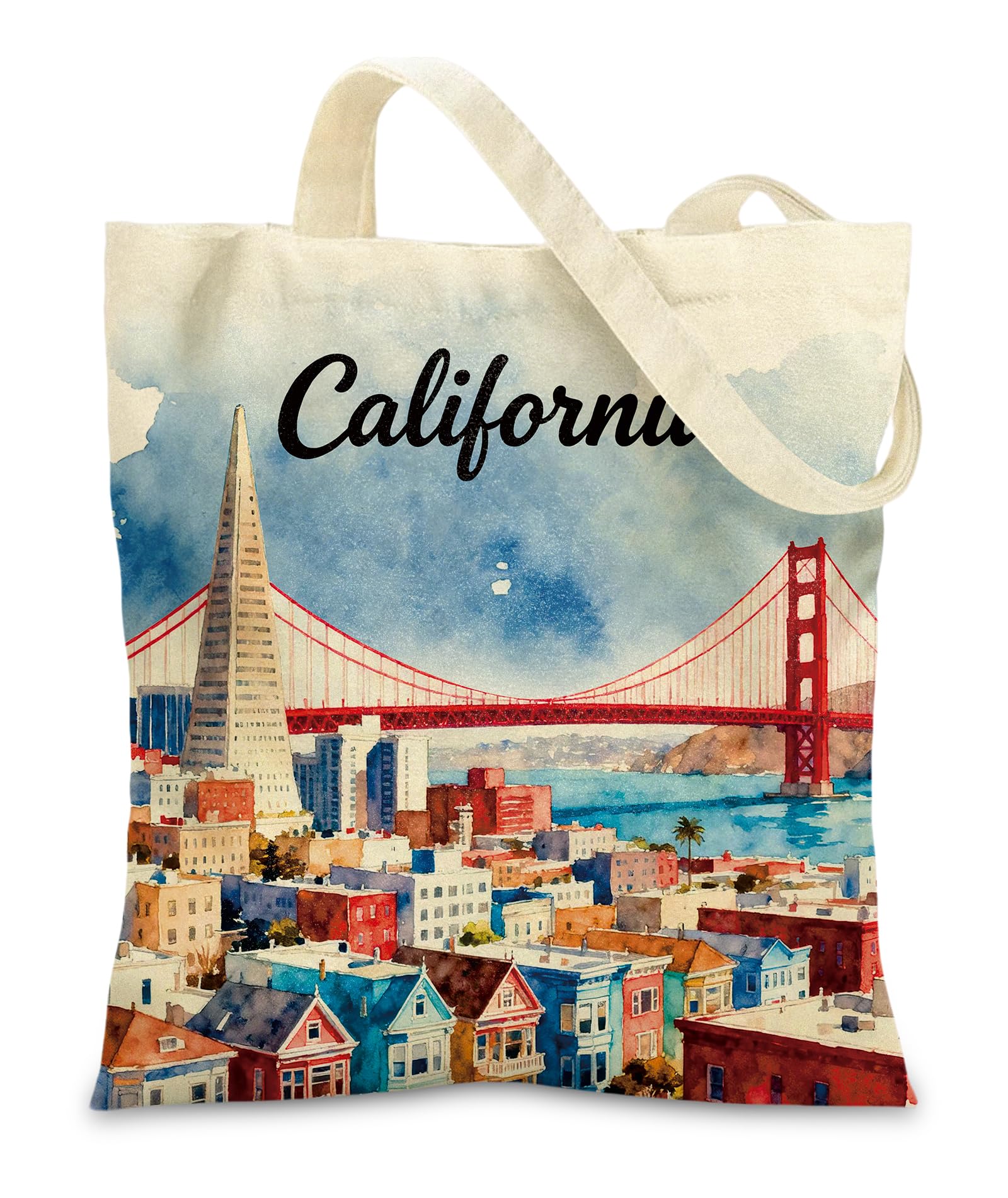Califonia Canvas Tote Bag for Women - Girls Reusable Shopping Gym Totes — image 1