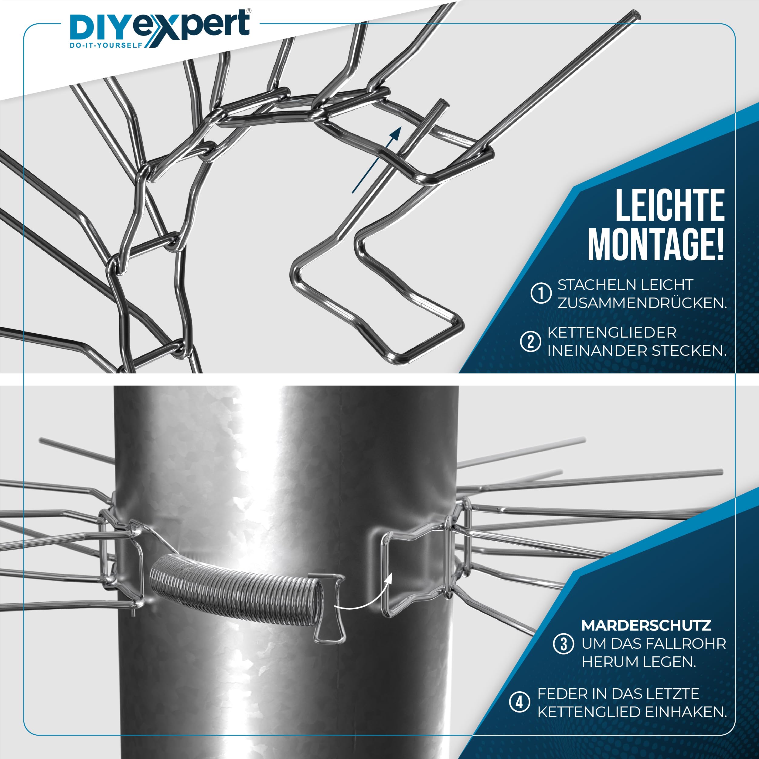 DIYexpert protezione antisalita per pluviali in acciaio inox, 5 pezzi, barriera contro faine, procioni e gatti