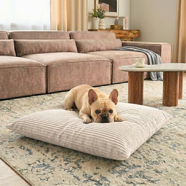 Foto 4 de 8 de 4L Textil ZOE Cojín para Perros, Mullido, de Pana para Perros, con Funda y Cremallera