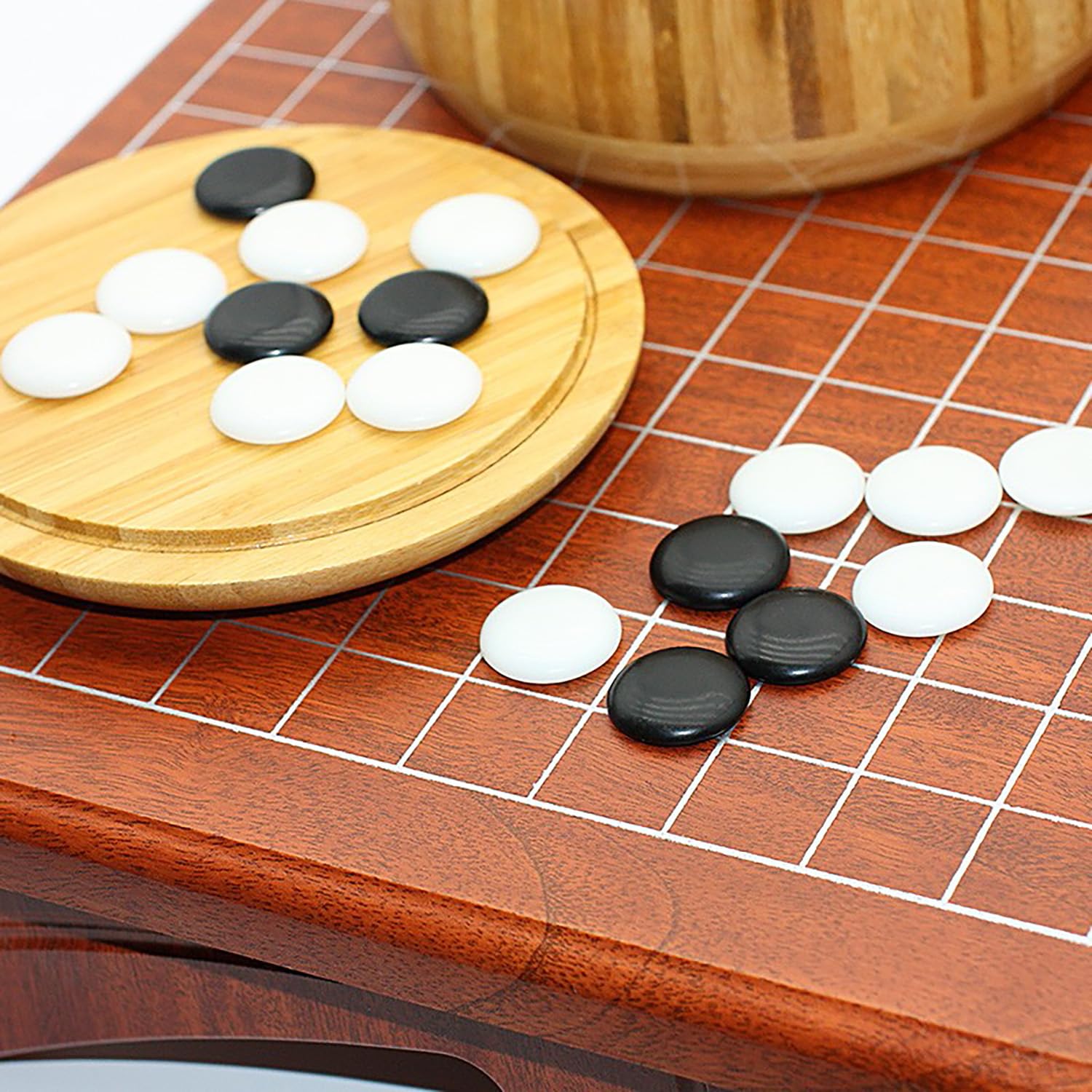 VPH Juego de mesa de jade simulado de doble cara, incluye mesa de mesa, tarro y bolsa