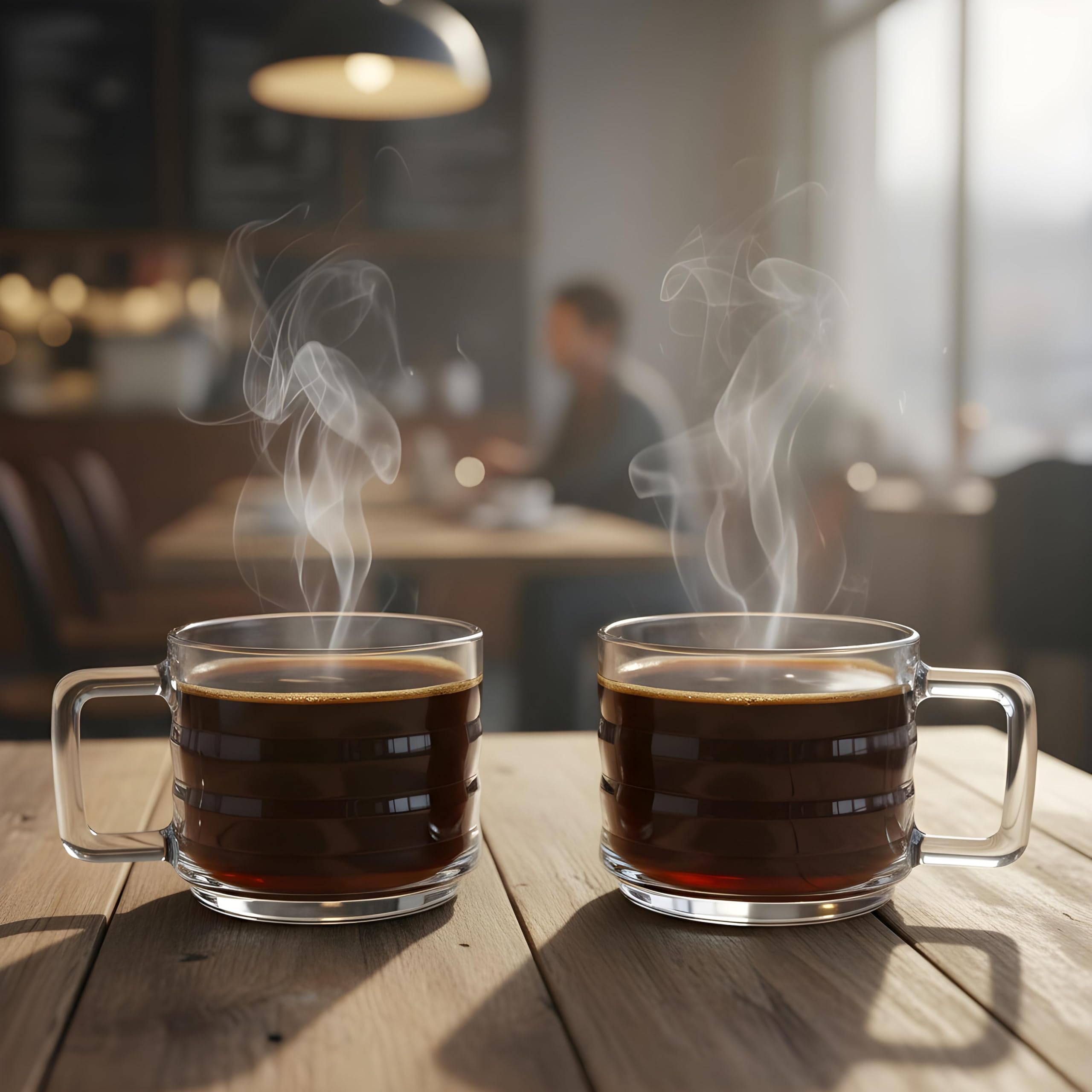 Juego de 6 Tazas de Vidrio Apilables para Café, Capuchino y Te - Vasos Totalmente Templados Con Asas para Bebidas Calientes (250 cc/8,5 oz)
