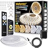 Wefomey White LED Strip Lights, Dimmable Bright 24V Flexible Tape Light with Remote and App Control, UL-Listed Power Supply, 2700K-6500K White Lights for Bedroom (1 Rolls of 131ft)