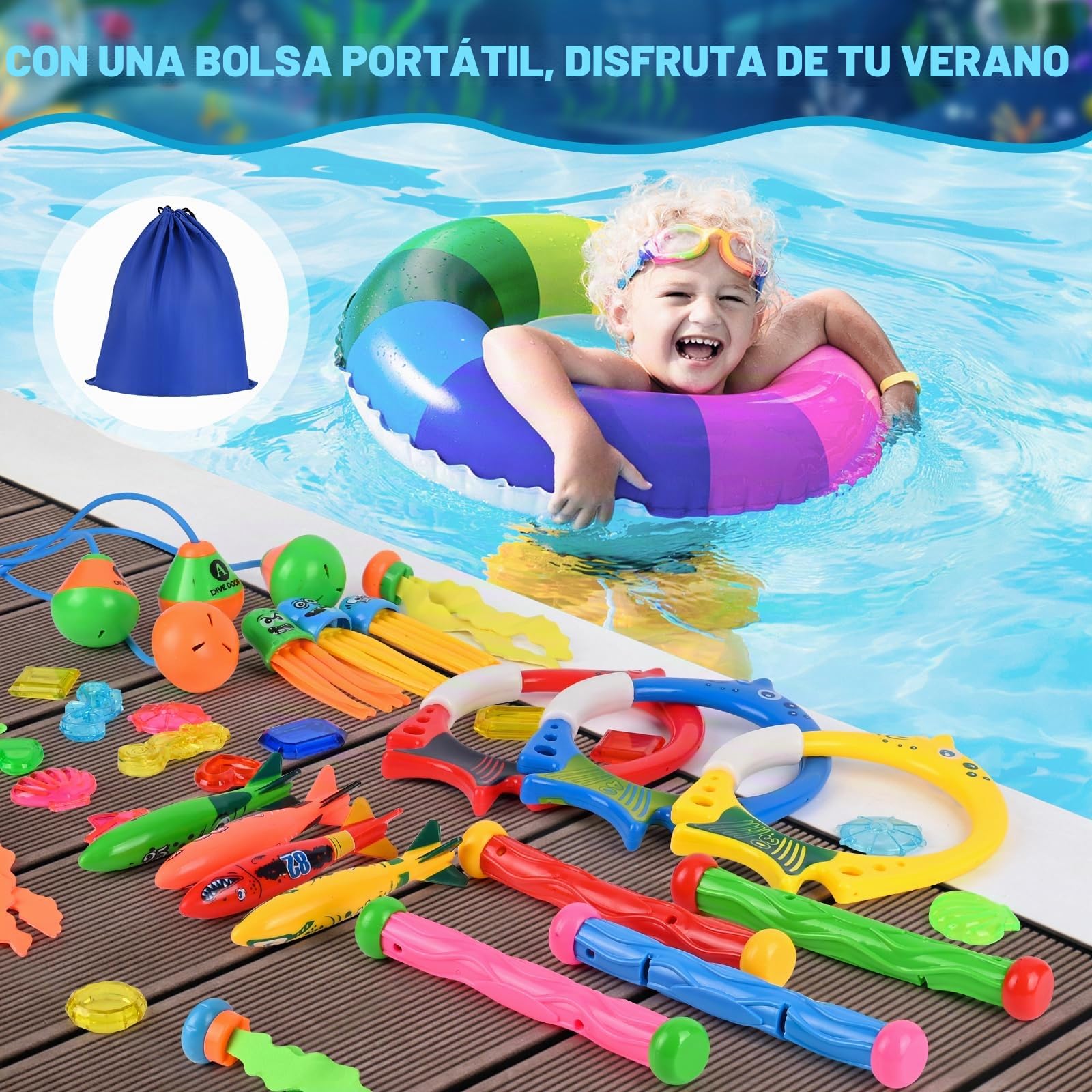 Juego De Buceo Para Niños – Anillos Y Peces De Colores, Perfecto Para Piscina Y Verano