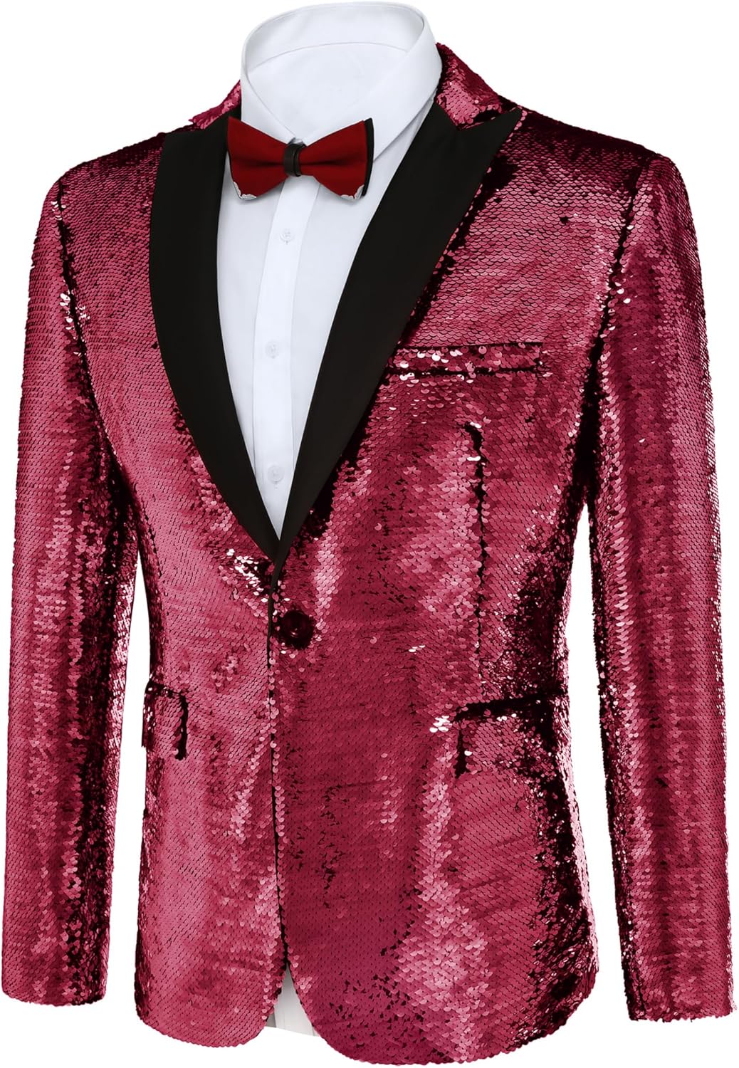 COOFANDY Mens Sequin Blazer Tuxedo Party Prom Wedding Tuxedo One Button Jacket - Image 2