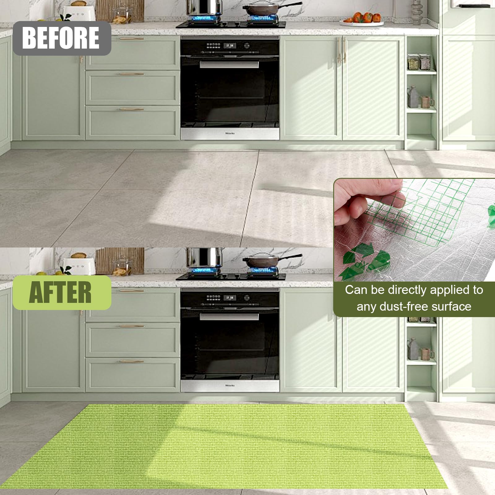 30 piastrelle per tappeti, 30 x 30 cm, autoadesive, per tappeti, piastrelle, per ufficio, soggiorno, balcone (verde)
