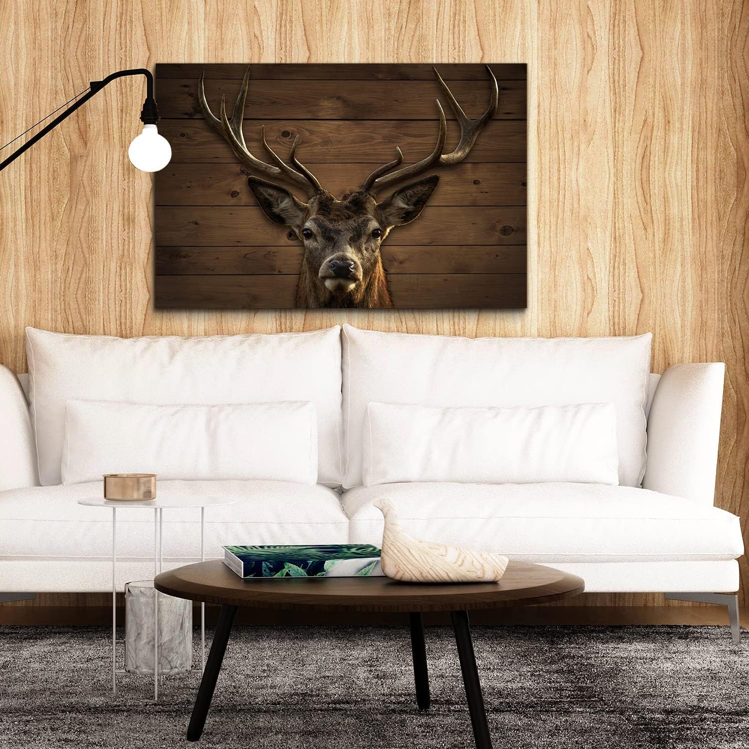 Rustic Deer Wall Art Farmhouse Deer Portrait Canvas Prints Pictures 20x30" image 2