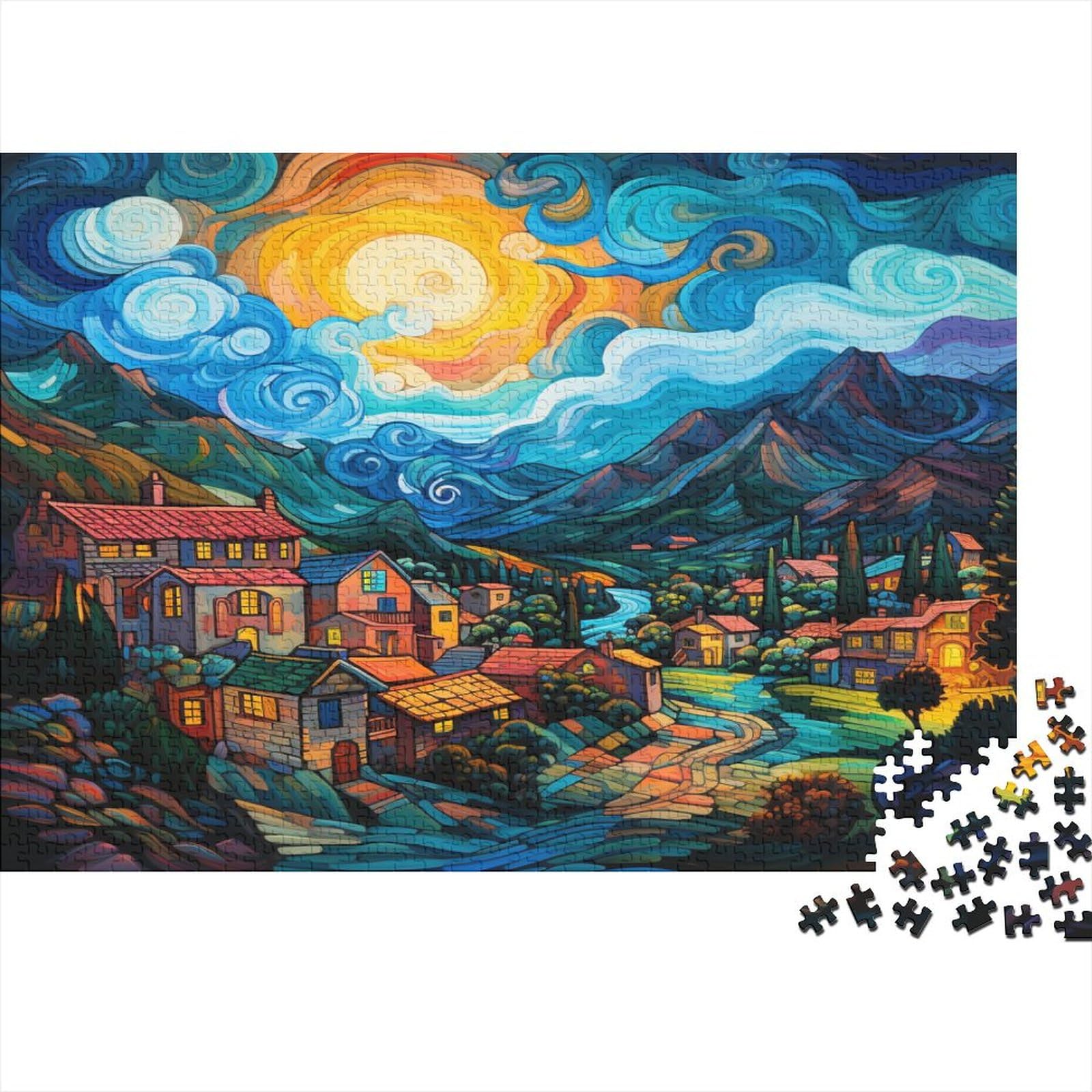 Villages Educa Adult 1000 Puzzle 1000 Cartoon Puzzle Oryginalna Edukacja Puzzle dla dorosłych i młodych miłośników puzzli 1000 sztuk (75 x 50 cm)
