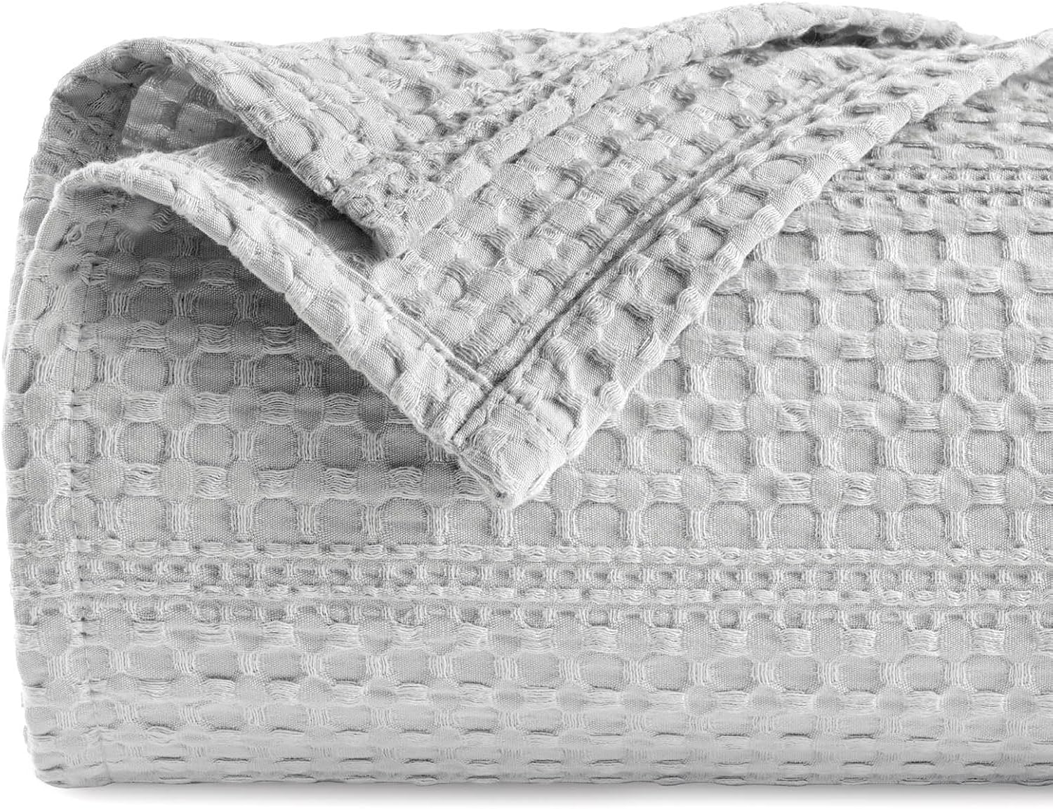PHF Lightweight Waffle Weave Blanket King Size 104″x 90″, Soft Woven Summer Blanket for Hot Sleepers – Aesthetic Home Decor for Couch Bed Sofa, Pet Friendly, Light Grey