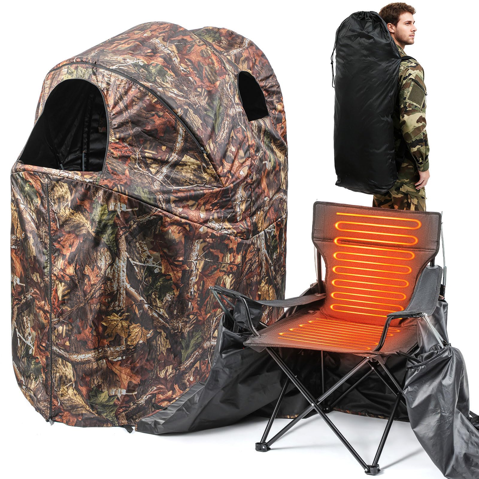 Photo 1 of Remagr Heated Hunting Chair Blind, 1 Person, Camouflage
