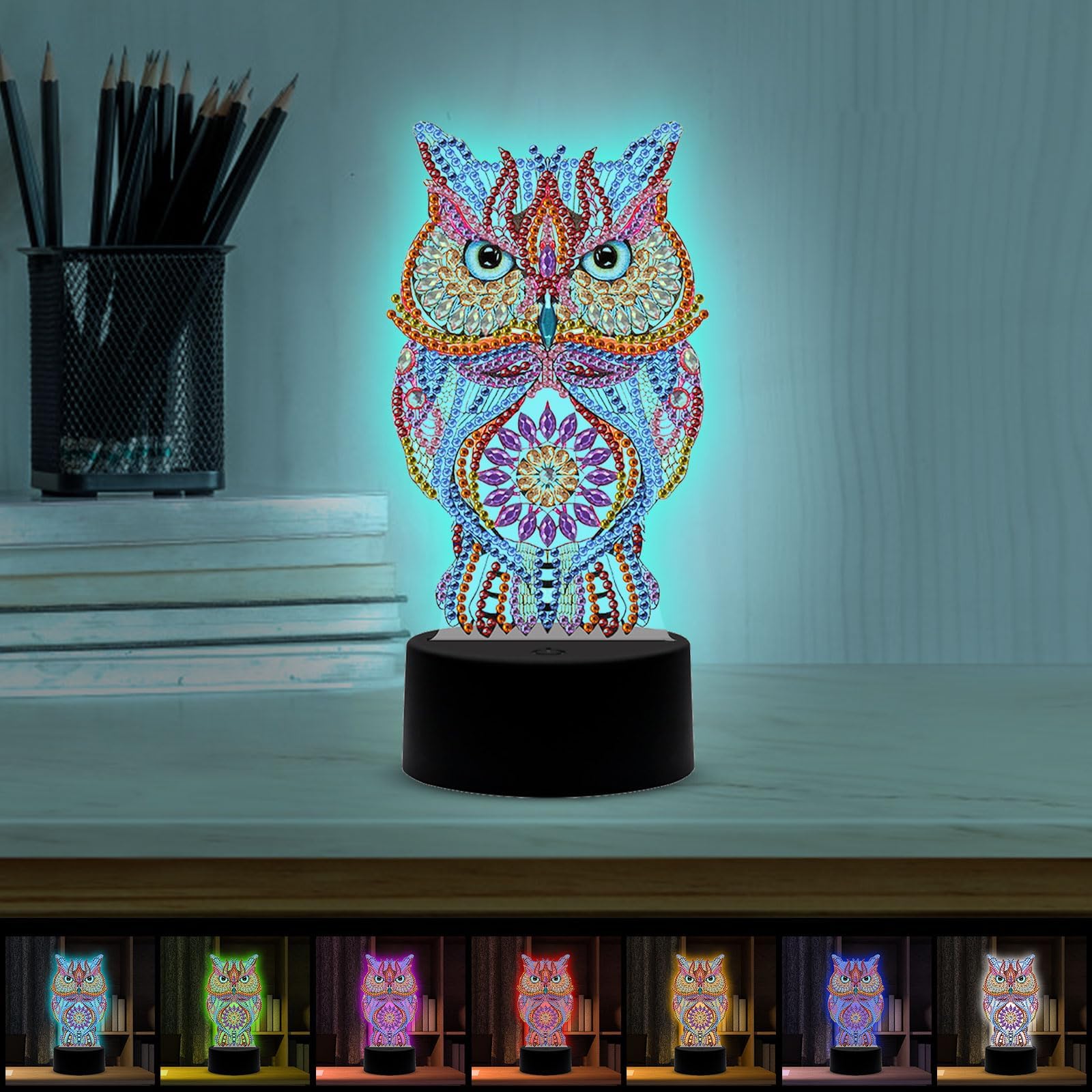 DIYダイヤモンドペインティングランプ、ダイヤモンドペインティングナイトライトキット、アートダイヤモンドナイトランプ、3DクリエイティブダイヤモンドペインティングLEDナイトライト 7つの照明カラー 大人 子供 ホームデコレーション ギフト(DP02)
