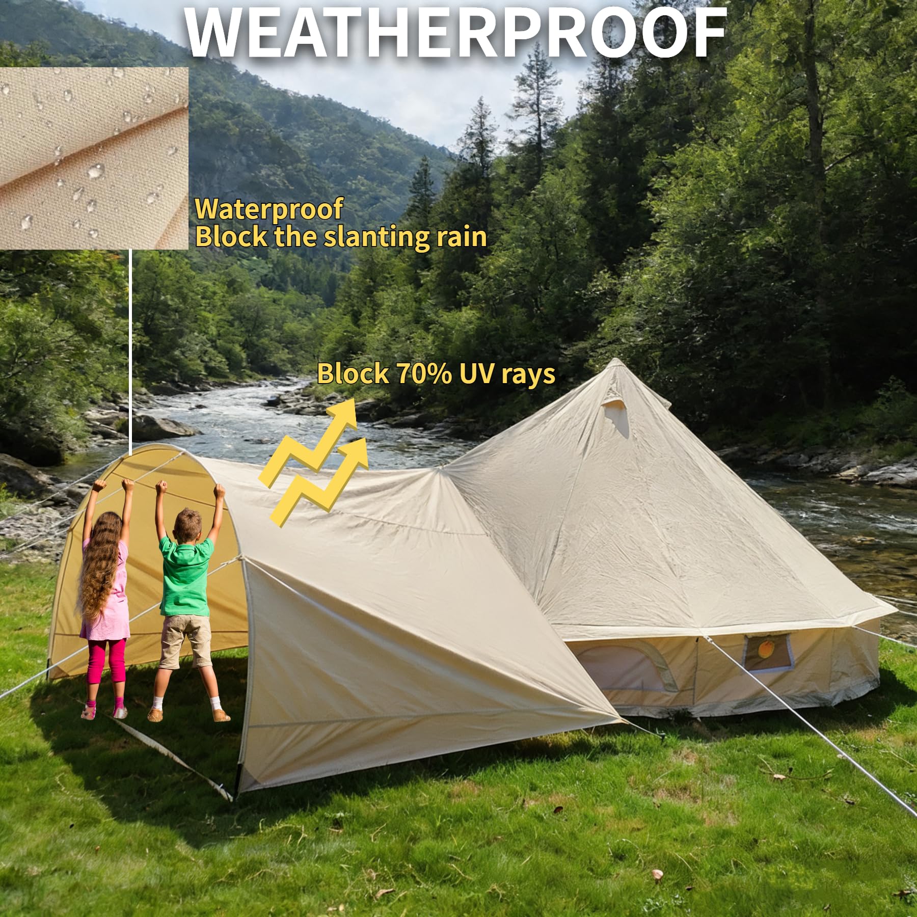 DANCHEL OUTDOORコットンベルテント Amazon.com : DANCHEL OUTDOOR Bell Tent Porch Awning, Waterproof