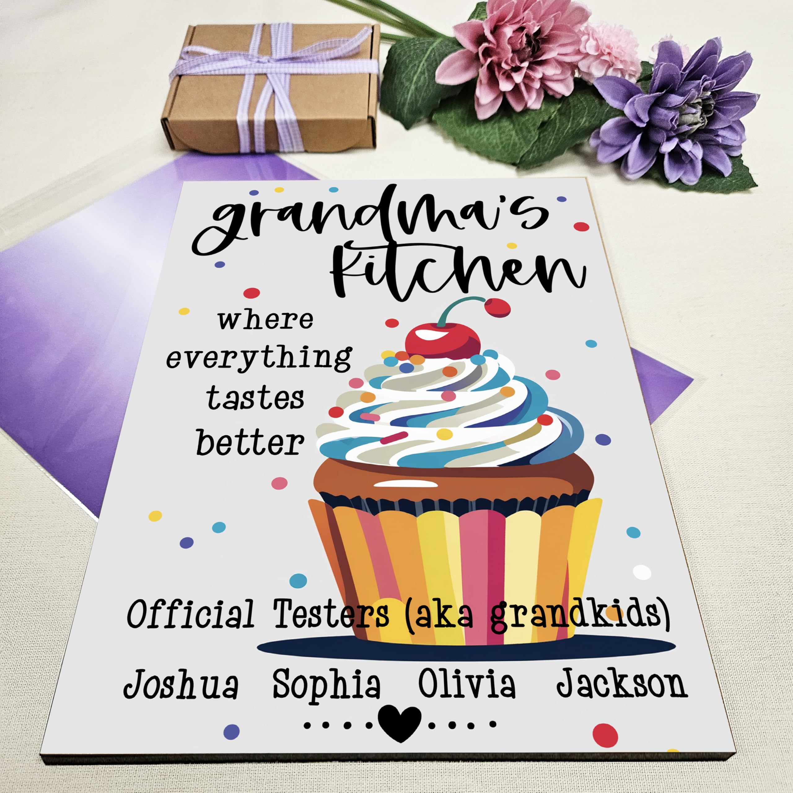 Personalised Photo Gift A4 Wooden Wall Art Mother's Day Customised Print for Grandma Nan Gift, Grandma's Kitchen - Image 2
