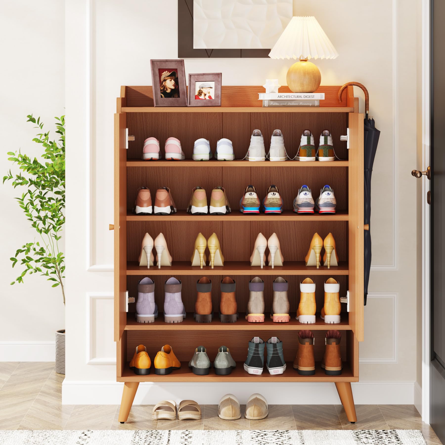 Modernes Design 360 Klapp schuhe Rack Schrank Holz estantes de zapatos Schrank d
