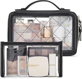 BAGSMART Juego de bolsas de maquillaje transp...