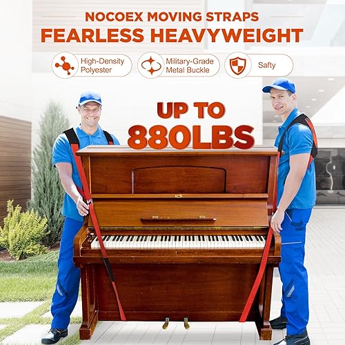 Miniatura 2 de NOCOEX Correas móviles para 2 personas con soporte para la espalda, correas ergonómicas para mover y levantar 2 vehículos, muñeca de hombro móvil