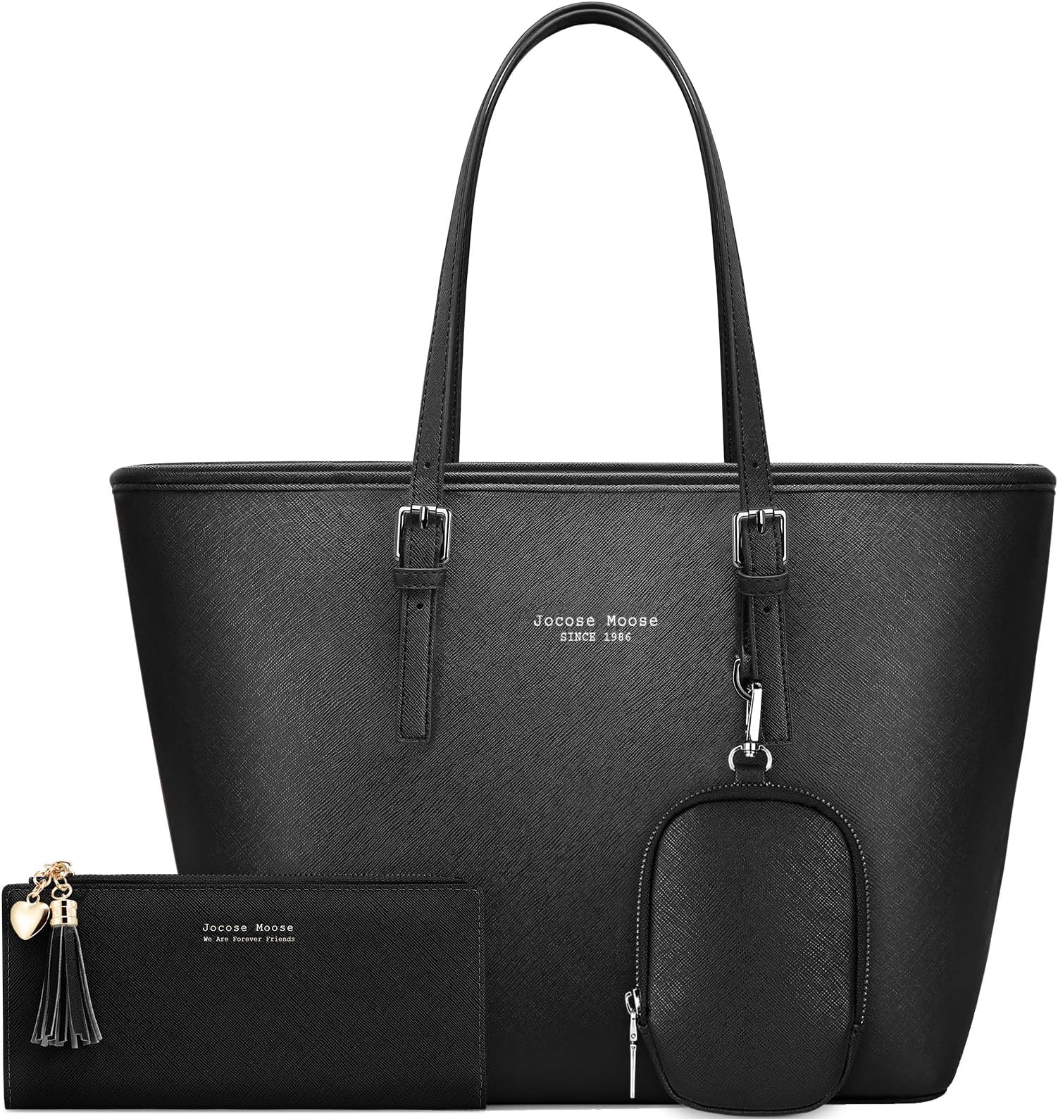 Jocose Moose Handbags for Women, Shoulder Bags for Ladies,Tote Bags Top Handle Satchel Purse Sets 3pcs