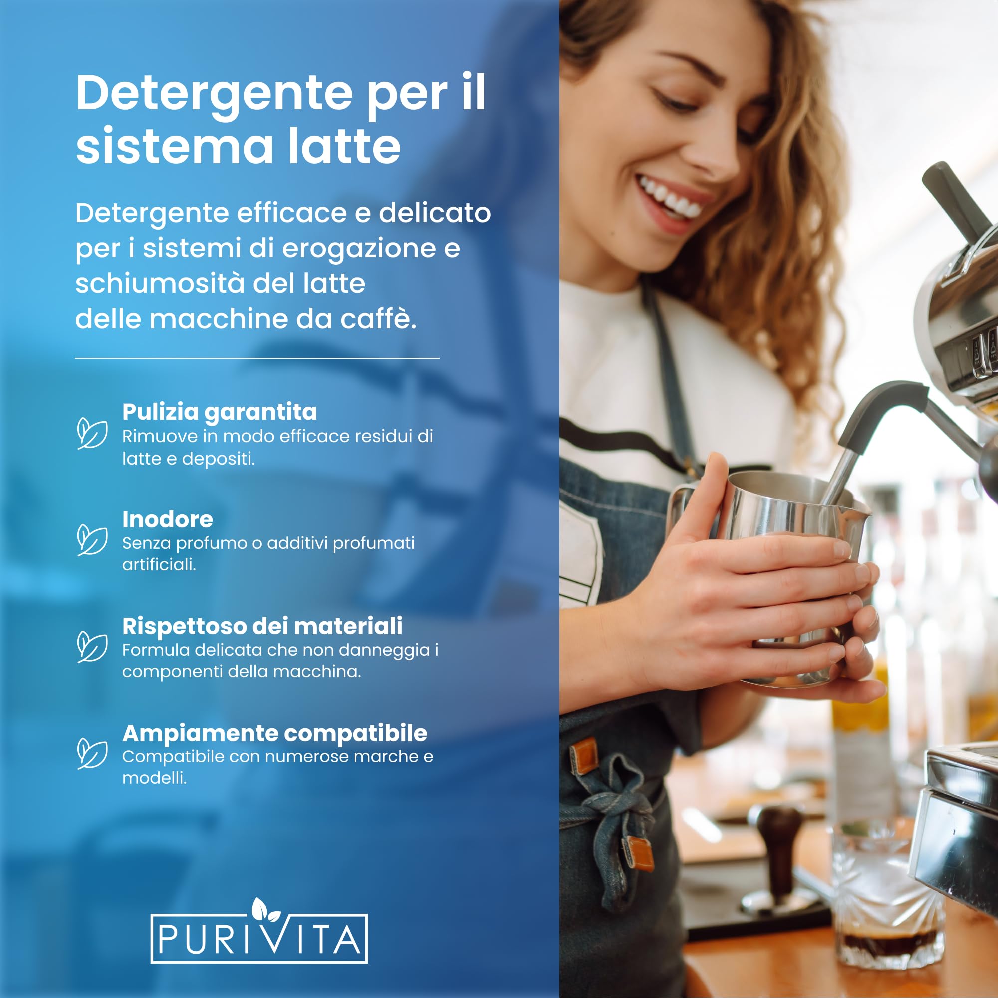 PURIVITA® Pulitore del Sistema del Latte per Macchine da Caffè [3x 1000 ML] - Detergente per Systema del Latte - Sistema Pulizia Latte per De Longhi, Jura, Krups, Nespresso & Philips