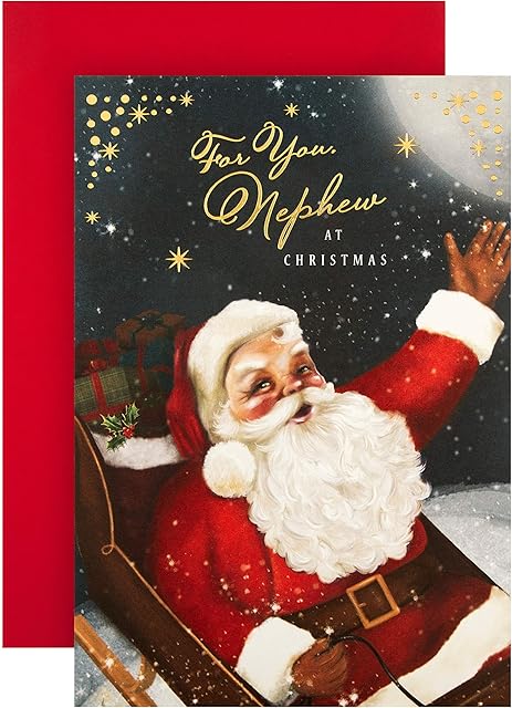 Hallmark Christmas Card for Nephew - Classic Santa Design