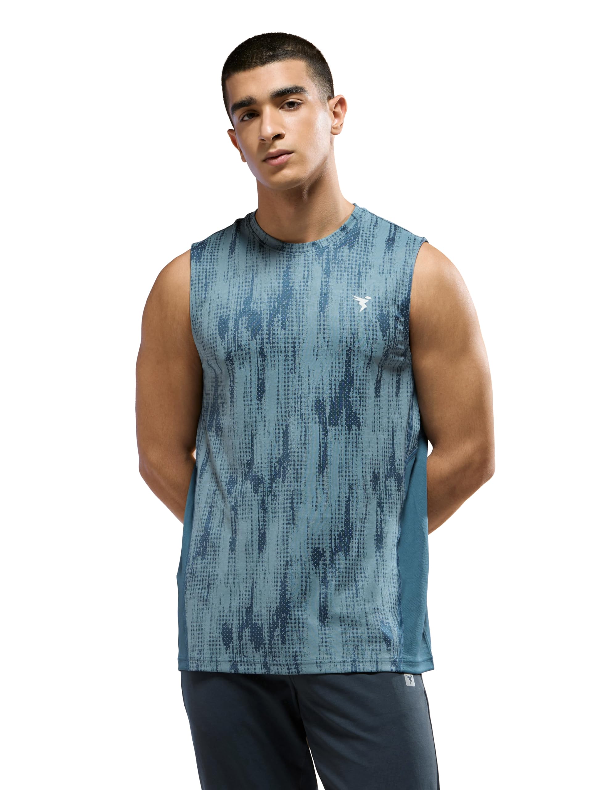 Men's Slim Fit Jacquard Crew Neck Sports Vest with Double Cool, Quick Dry for Sports, Gym & Regular use