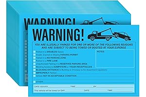Juvale Parking Violation Tow Warning Stickers for Vehicles