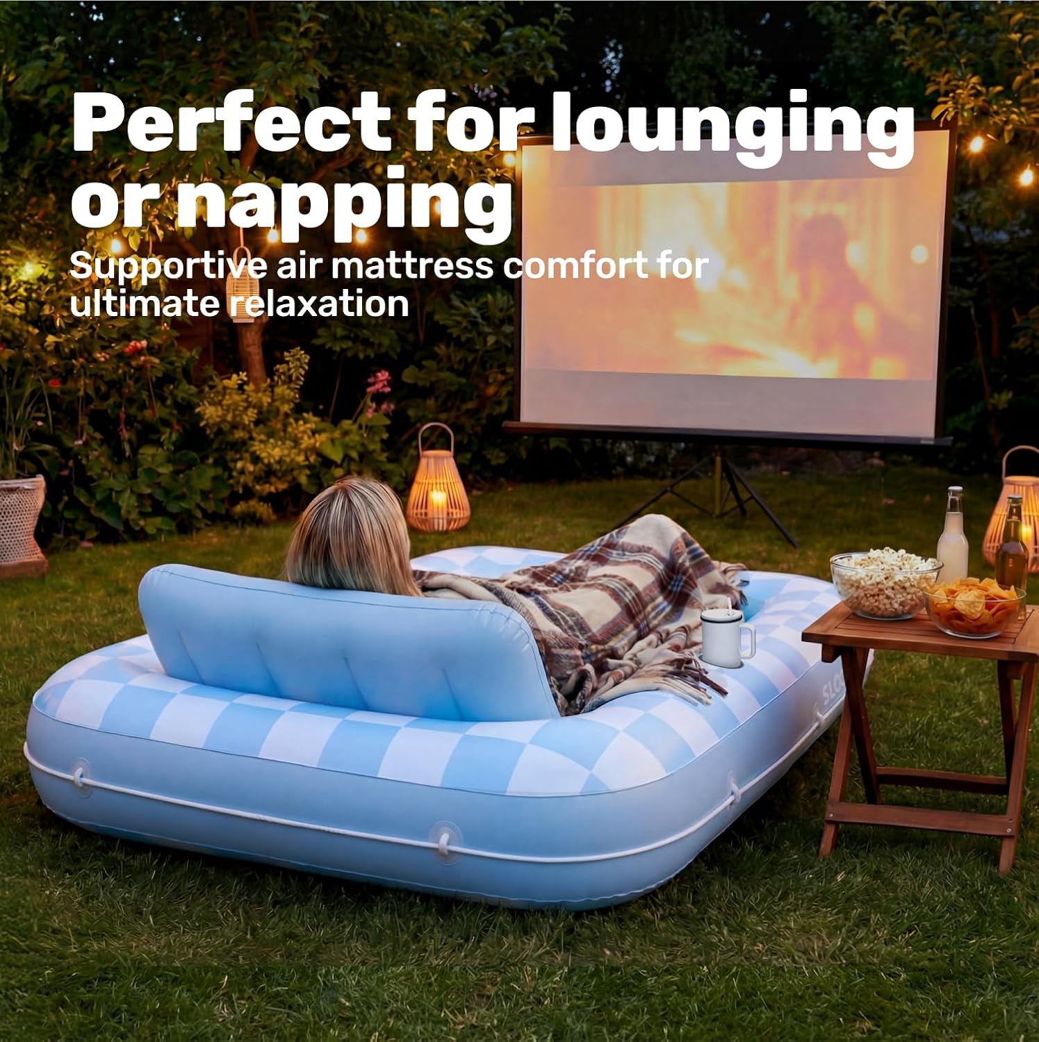 SLOOSH Inflatable Tanning Pool Lounger Float, 70" x 46" Pool Floats Adult with Pillow, 4 in 1 Suntan Tub Raft Floatie,Sunbathing Bed Lounge for Water Blow Up Ball Pit Party Gifts