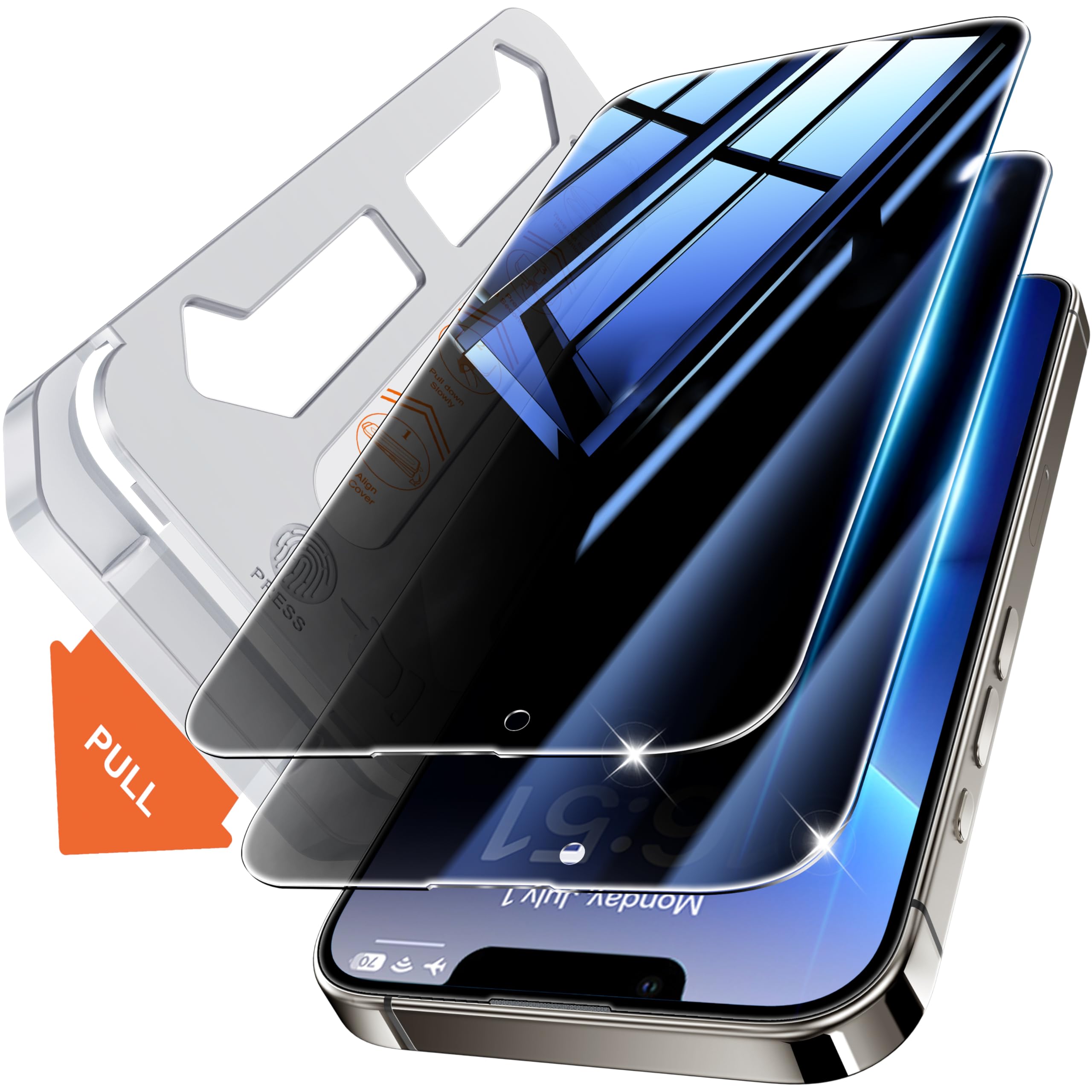 Tentoki Protector Pantalla Privacidad Para iPhone 13 Pro Max / 14 Plus | 25°Antiespía, 2 Piezas Cristal Templado de Dureza 9H, Alineación Automática Una Instalación Rápida, Sin Burbujas,6,7 Pulgadas Global Recycled Standard Global Recycled Standard Global Recycled Standard