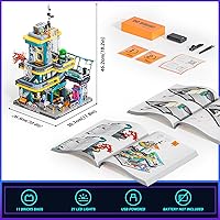 Vista 6 de FUNWHOLE Cyberpunk Mansion Lighting Building-Bricks Set - 2524 Pcs Future City Modular Buildings Set Display Idea for Adults and Sci-fi Lovers
