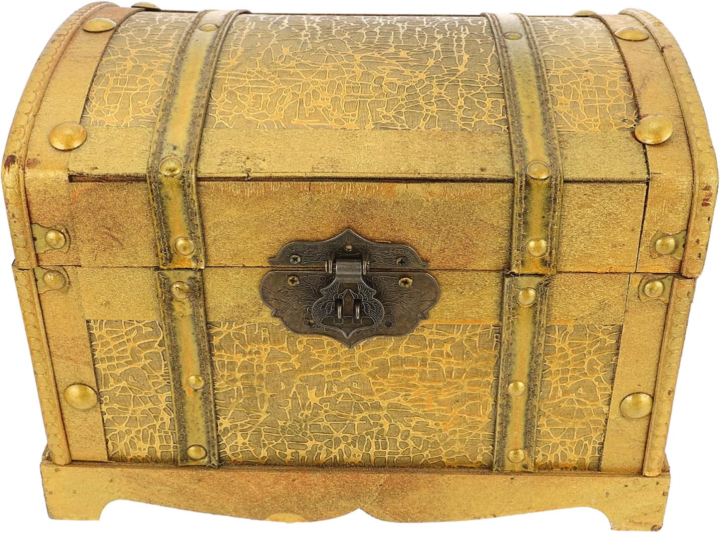 Cabilock Vintage Treasure Chest Box with Lock Wooden Storage Case for Coins Gems Jewelry for Play and Home Decor Pirate Inspired Design