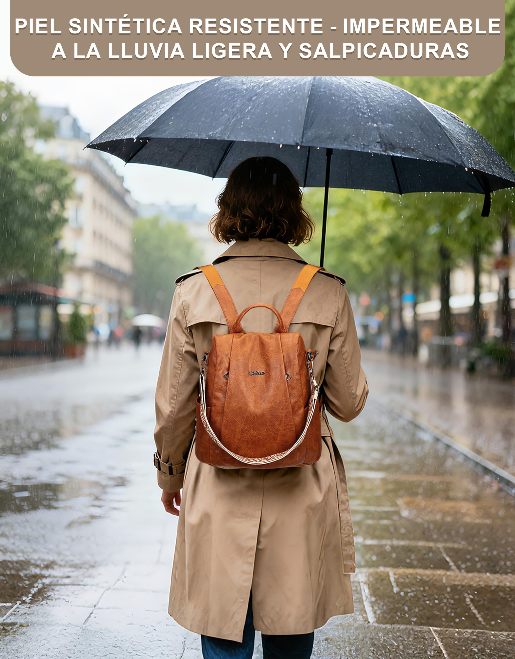 Mochila Mujer Antirrobo con Protección RFID y Bolsillo Pequeño