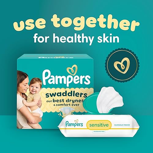 Miniatura 13 de Pampers Swaddlers Pañales desechables para bebé, talla 6, 108 unidades con toallitas sensibles a base de agua, 12 paquetes abatibles (1008 toallitas