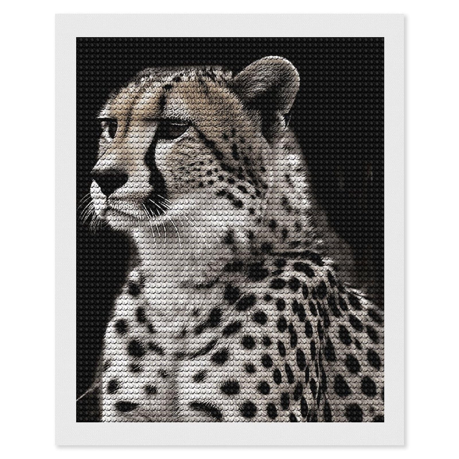 FodPand Cheetah 5D Diamond Painting Kits for Adults Beginners Full Drill Round Diamond Dots Pictures Gem Art Supplies for Home Wall Room Decoration DIY Craft Set Gift 16x20