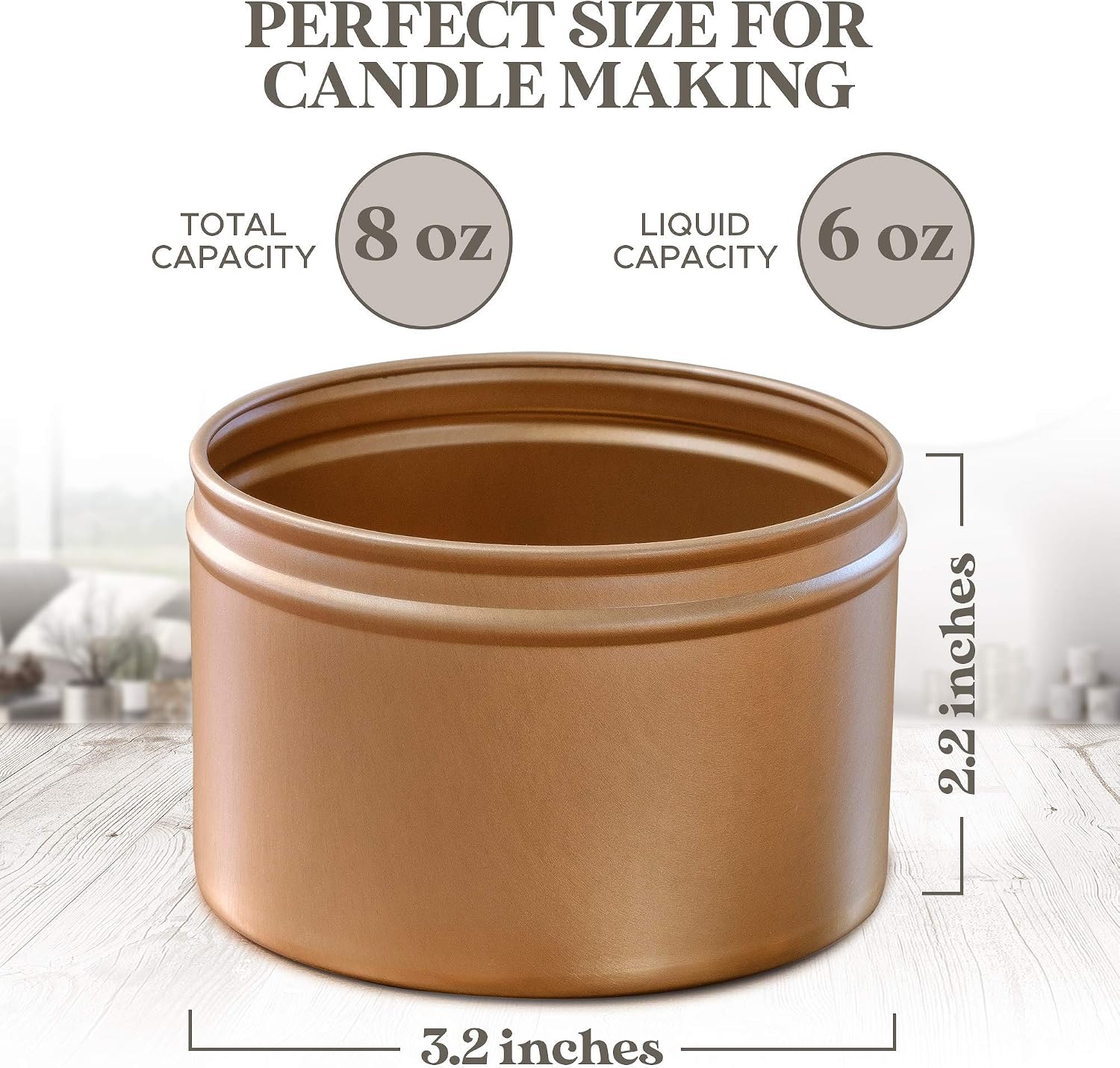 Zenjevie Candle Tins - 12 Pack - 8 oz Empty Candle Jars with Lids - 3-Inch Seamless Decorative Gold Metal Containers for DIY Candle Making, Arts & Crafts Supplies, Small Item and Trinket Storage, Gift