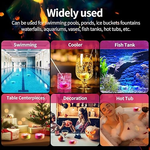 Miniatura 4 de ALED LIGHT Luces LED sumergibles con control remoto, 12 piezas de luz RGBW para piscina, luz de té para estanque impermeable, luces subacuáticas,