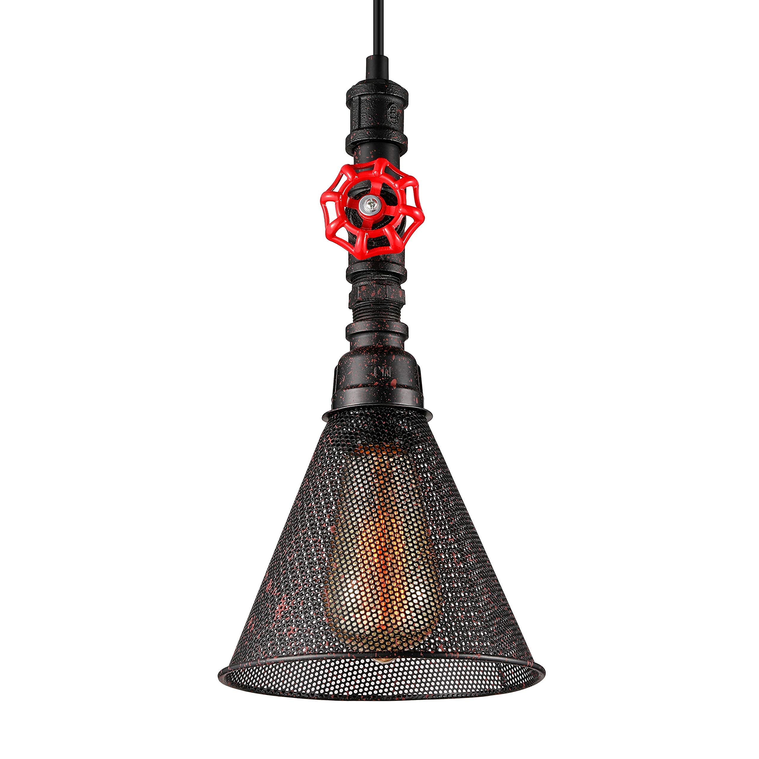 Suspension tuyau d'eau rétro en métal rouille avec maille cage E27 - 8
